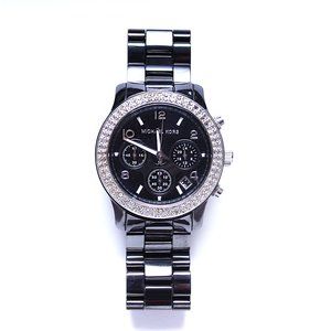 MICHAEL KORS BLACK CERAMIC STEEL DIAMOND WATCH